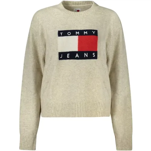 Beiger Wollpullover , Damen, Größe: L - Tommy Hilfiger - Modalova