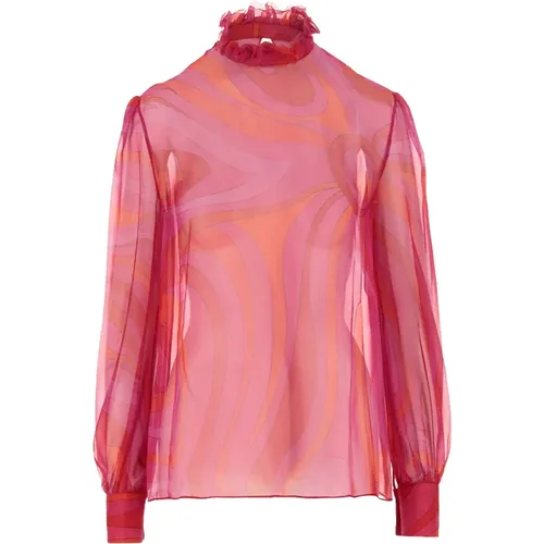 Seiden Chiffon Bluse mit Marmorprint - EMILIO PUCCI - Modalova