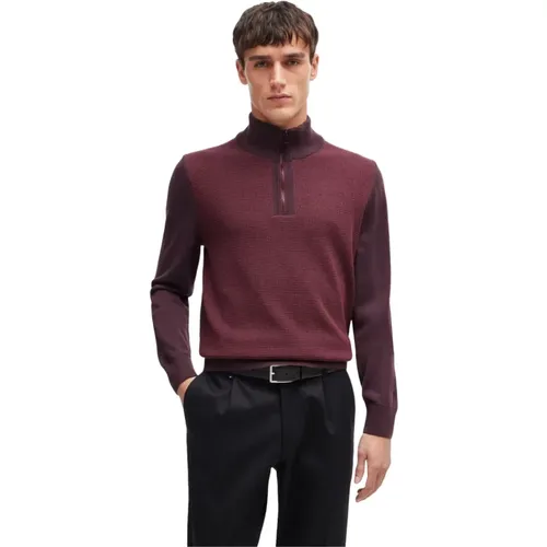 Wollpullover mit Reißverschlusskragen , Herren, Größe: 2XL - Hugo Boss - Modalova