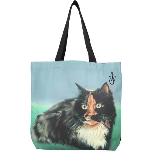 Cat Tote Bag Emerald Aw24 , female, Sizes: ONE SIZE - JW Anderson - Modalova