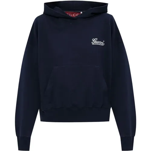 Blaue Kapuzenpullover mit Logo - Gucci - Modalova