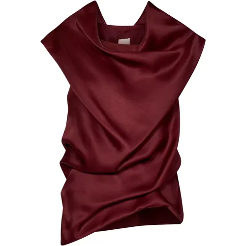 Bordeaux Silk Top with Cowl Neckline , female, Sizes: XS - Khaite - Modalova