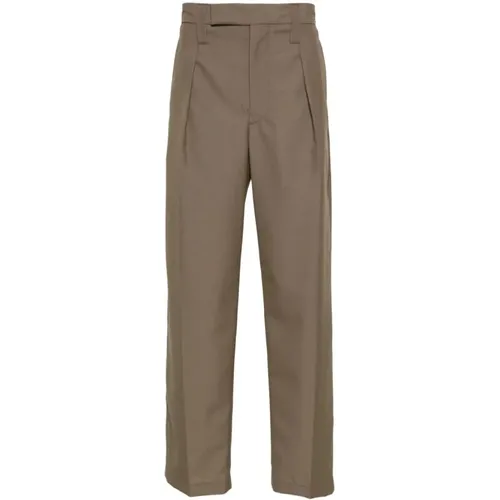 Taupe Melange Pleated Pants , male, Sizes: XL - Lemaire - Modalova