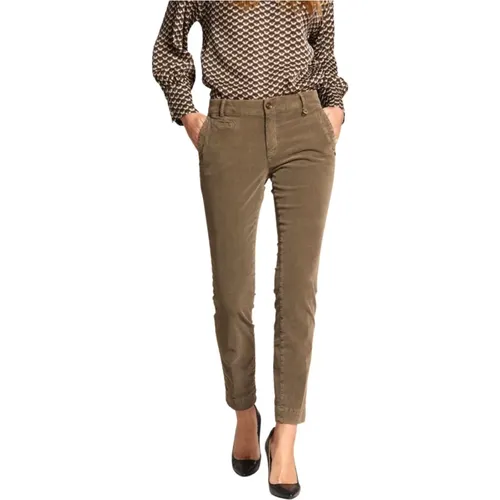 Samt Curvy Fit Chino Hose , Damen, Größe: M - Mason's - Modalova