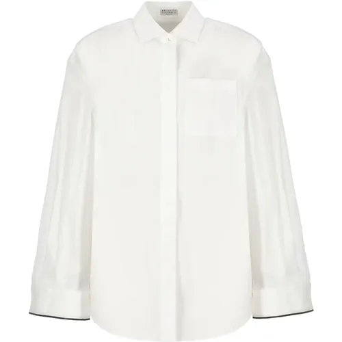 Cotton Shirt with Unique Details , female, Sizes: S, XS - BRUNELLO CUCINELLI - Modalova