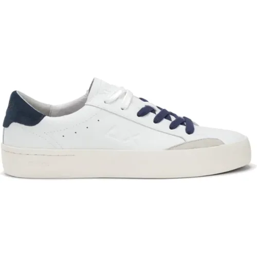 Street Leder Sneakers in Weiß/Marineblau , Herren, Größe: 42 EU - Sun68 - Modalova