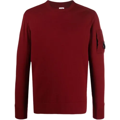 Roter Merinowolle Rundhalsausschnitt Pullover , Herren, Größe: 2XL - C.P. Company - Modalova