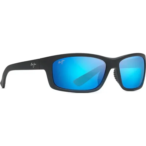 Rechteckige Sonnenbrille in Schwarz mit blauer Linse , Herren, Größe: ONE Size - Maui Jim - Modalova