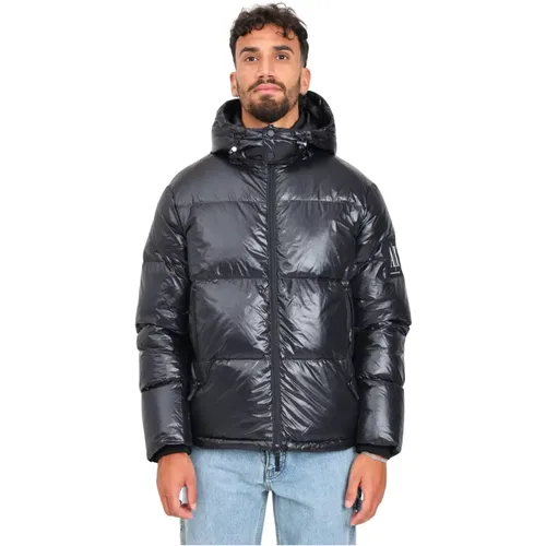 Schwarze Daunenjacke mit Logopatch , Herren, Größe: M - Armani Exchange - Modalova