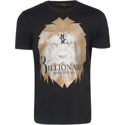 Schwarzes Logo-Print-Baumwoll-T-Shirt , Herren, Größe: S - Billionaire - Modalova