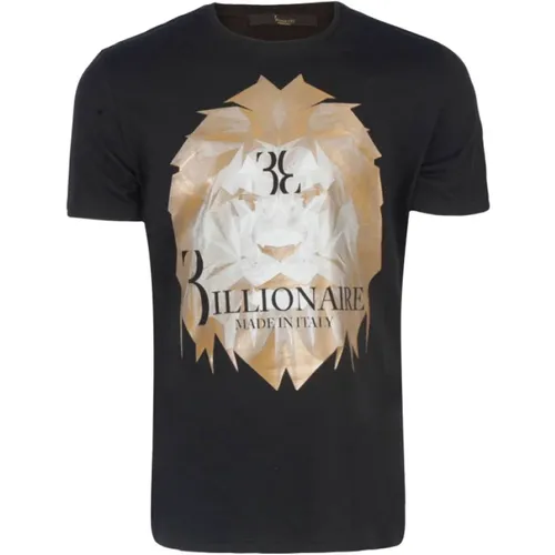 Schwarzes Logo-Print-Baumwoll-T-Shirt , Herren, Größe: XS - Billionaire - Modalova