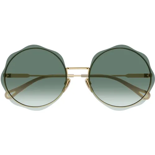 Round Metal Sunglasses with Thick Lenses , female, Sizes: 61 MM - Chloé - Modalova