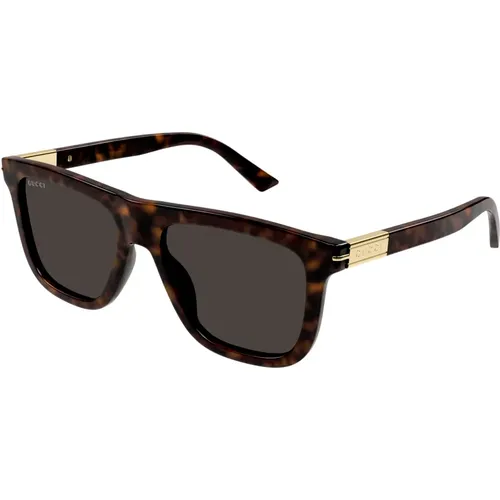 Stylish Sunglasses in Havana/Dark Grey , male, Sizes: 54 MM - Gucci - Modalova