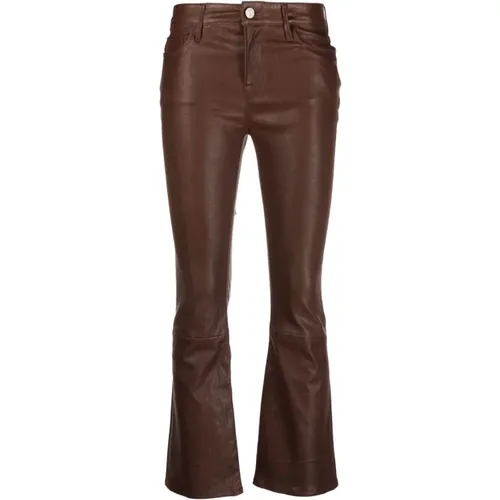 Le Crop Mini Boot Leather Trousers , female, Sizes: W31, W28 - Frame - Modalova