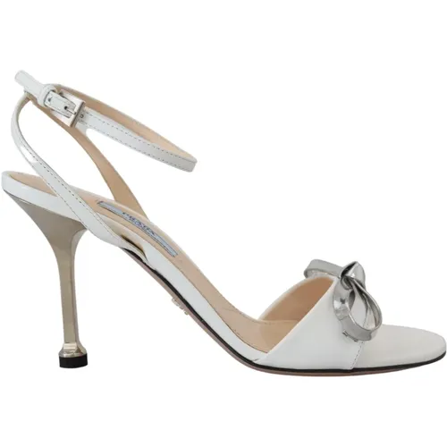 Silver Leather Ankle Strap Heels , female, Sizes: 5 UK - Prada - Modalova