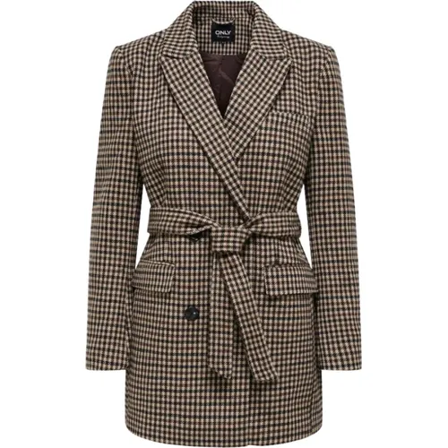 Sophisticated Check Blazer Coat , female, Sizes: L, M - Only - Modalova