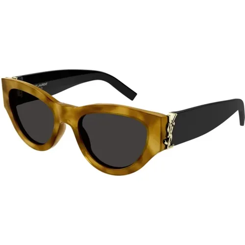 Klassische Havana Schwarze Sonnenbrille - Saint Laurent - Modalova