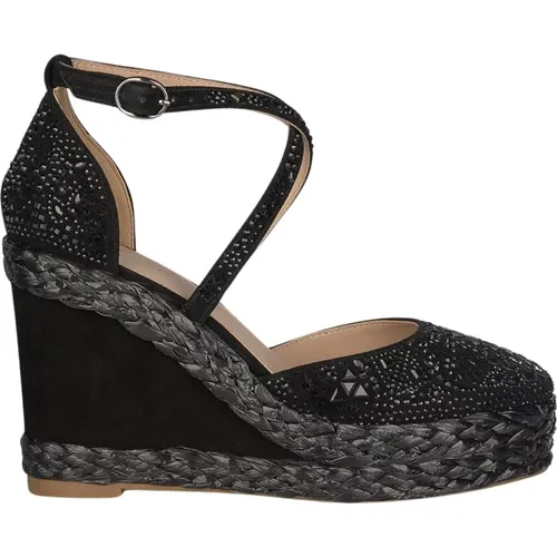 Rhinestone Wedge Sandal , female, Sizes: 5 UK, 4 UK - Alma en Pena - Modalova