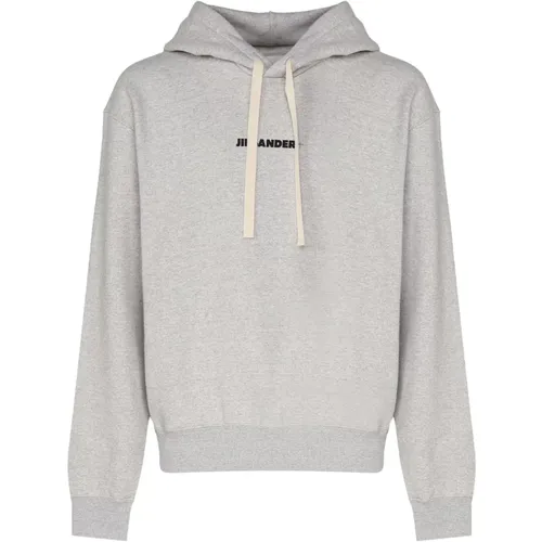 Herren Logo Hoodie - Klassisches Grau , Herren, Größe: S - Jil Sander - Modalova