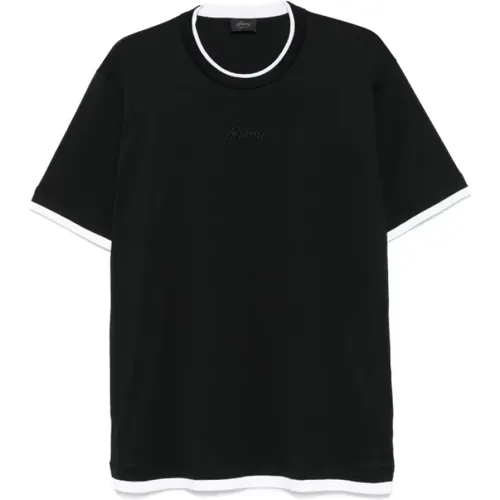 Logo-besticktes Crew Neck T-Shirt , Herren, Größe: 2XL - Brioni - Modalova