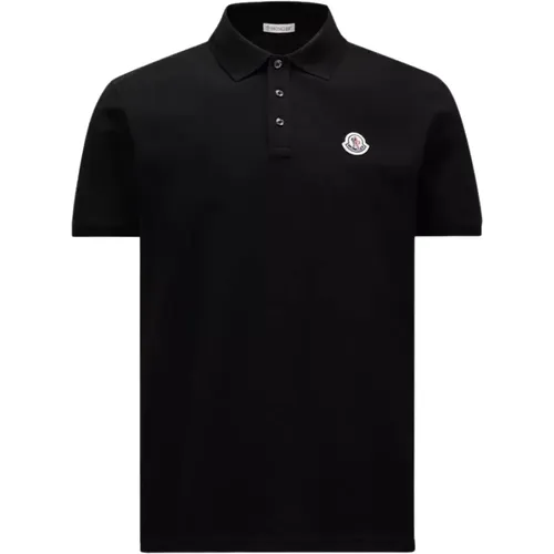 Logo Patch Polo Klassisch Schwarz Baumwolle , Herren, Größe: 2XL - Moncler - Modalova