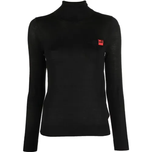 Casual Schwarzer Wolle Acryl Pullover , Damen, Größe: XS - Love Moschino - Modalova