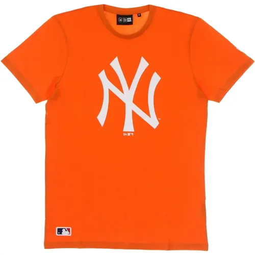 Yankees Logo Tee Sicherheitsorange/Weiß , Herren, Größe: L - new era - Modalova