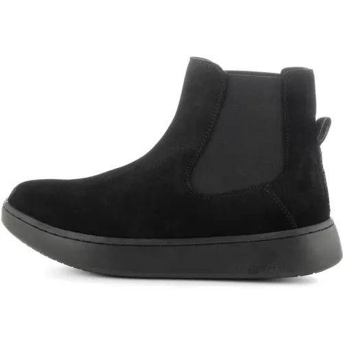 Suede Slip-On Boot with Leather Details , female, Sizes: 5 UK, 3 UK - Woden - Modalova