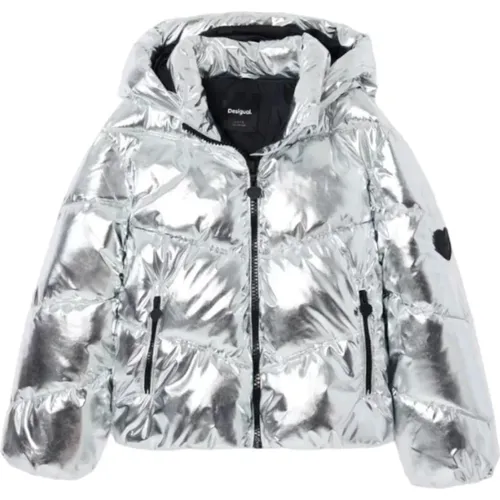 Metallic Silber Puffer Jacke - Desigual - Modalova