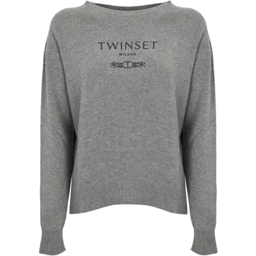 Bestickte Logo Sweaters , Damen, Größe: XS - Twinset - Modalova