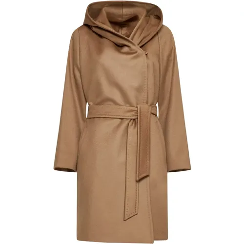 Camel Wool Coat with Hood , female, Sizes: XS, 2XS, 3XS, S, 4XS, M - Max Mara Studio - Modalova