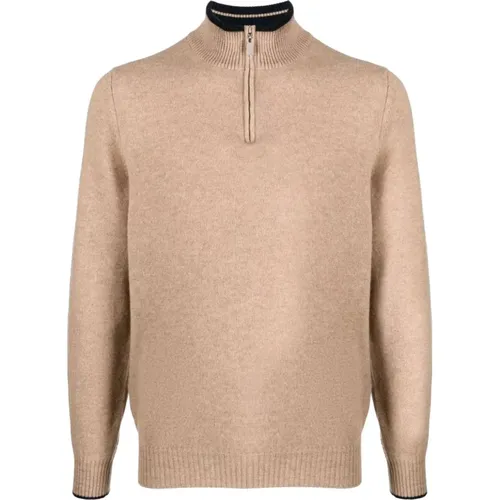 Half-zip cashmere Turtleneck , male, Sizes: L, 2XL - Fedeli - Modalova