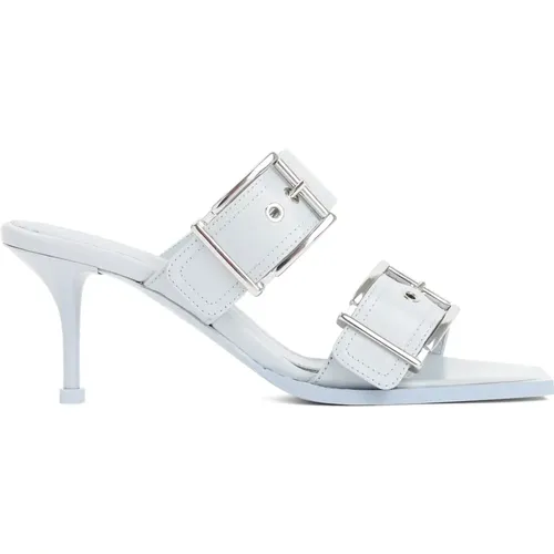 Blaue Ledersandalen Frühlingsstil , Damen, Größe: 38 EU - alexander mcqueen - Modalova