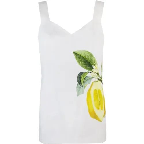 Lemon Print Sleeveless Cotton Top , female, Sizes: S, 2XS - SPORTMAX - Modalova