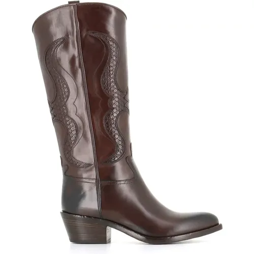 Vintage Dark Leather Boots , female, Sizes: 4 1/2 UK - Sartore - Modalova