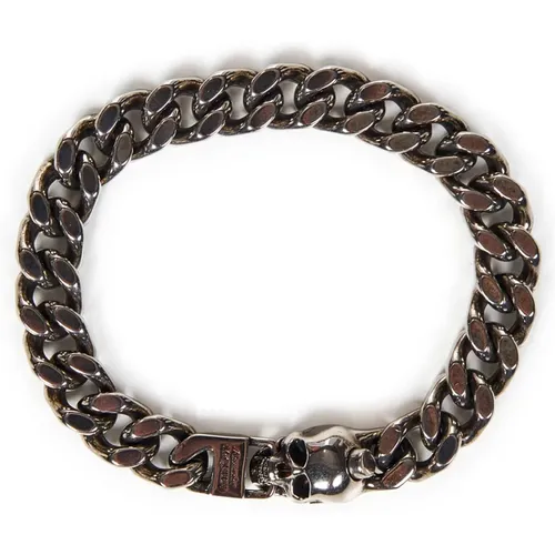 Silver Skull Bracelet for Men , male, Sizes: ONE SIZE - alexander mcqueen - Modalova