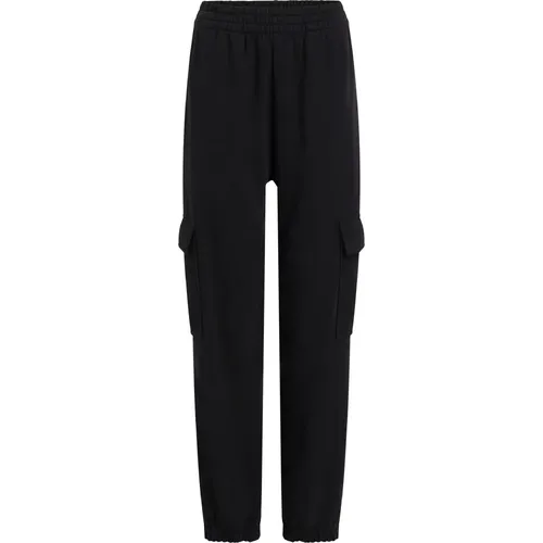 Schwarze Baumwolljogger mit irisierendem Logo , Damen, Größe: XS - Calvin Klein - Modalova