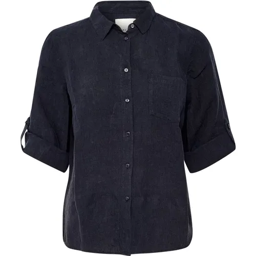 Navy Linen Shirt Blouse Cindiepw , female, Sizes: XL, 2XS, M, XS, L - Part Two - Modalova