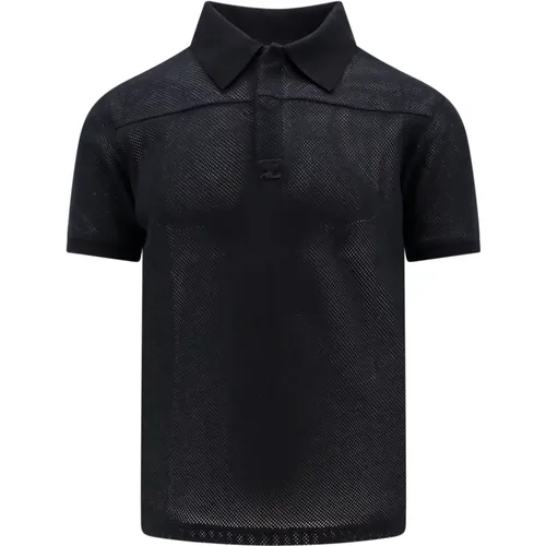 Schwarzes Poloshirt mit Logo-Patch , Herren, Größe: M - Courrèges - Modalova