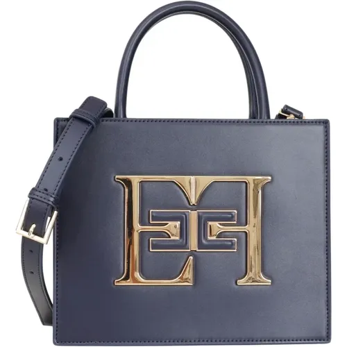 Blaue Shopper Tasche mit Reißverschluss , Damen, Größe: ONE Size - Elisabetta Franchi - Modalova