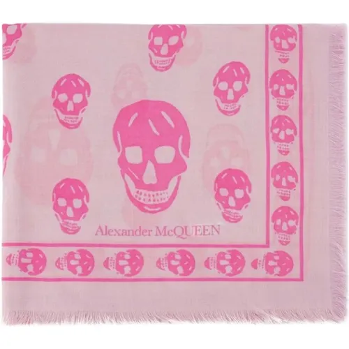 Pink Wool Skull Print Scarf , female, Sizes: ONE SIZE - alexander mcqueen - Modalova