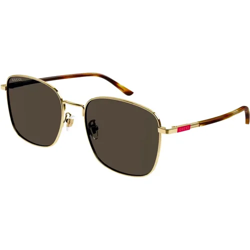 Gold/Havana Sunglasses , male, Sizes: 58 MM - Gucci - Modalova
