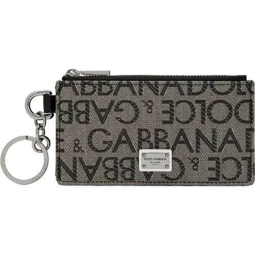 Logo Geldbörse mit Reißverschluss aus Leder , Herren, Größe: ONE Size - Dolce & Gabbana - Modalova