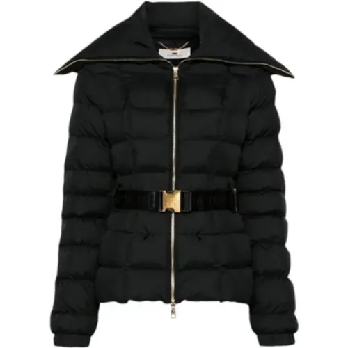 Short Down Jacket with Wide Collar , female, Sizes: M, L, S, XL - Elisabetta Franchi - Modalova