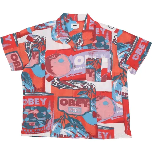 Gewebtes Kurzarmhemd Lily White , Herren, Größe: XL - Obey - Modalova