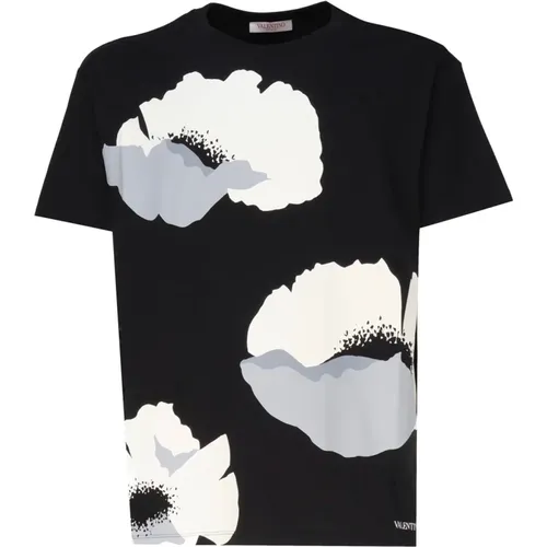 Floral Print Cotton T-shirt , male, Sizes: L, M, XL, 2XL - Valentino Garavani - Modalova