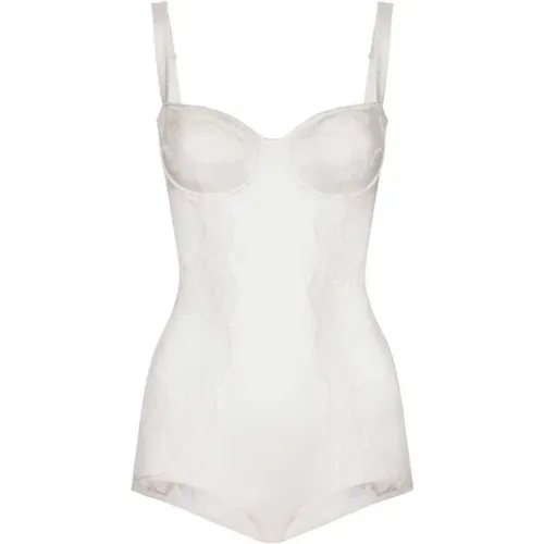 Seiden Satin Spitzen Body Balconette Stil , Damen, Größe: S - Dolce & Gabbana - Modalova