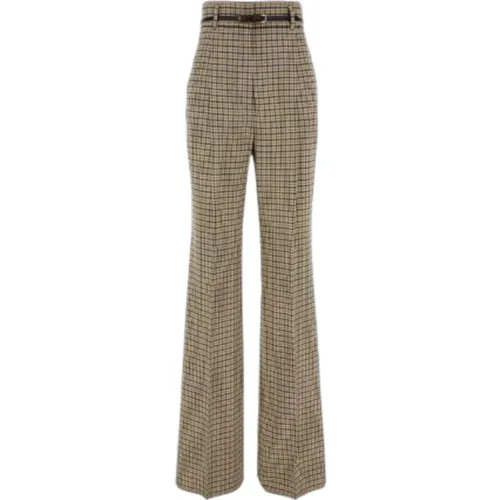 High-waisted checkered trousers with belt , female, Sizes: 2XS, 3XS, XS - Max Mara - Modalova