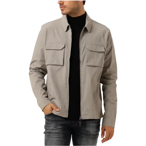 Taupe Overshirt für Stilvolle Männer , Herren, Größe: L - Pure Path - Modalova