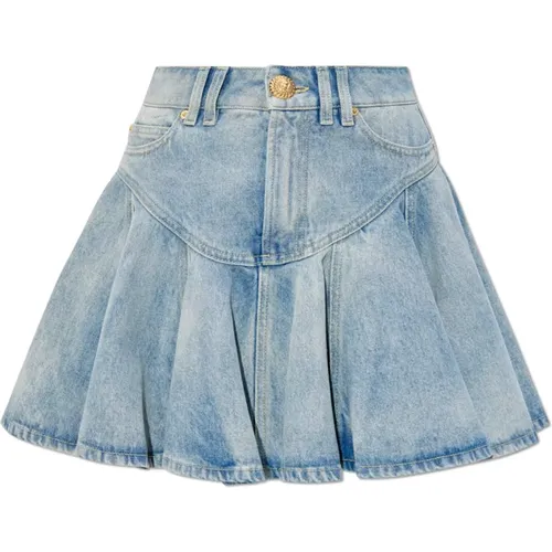 Denim skirt , female, Sizes: 2XS - Balmain - Modalova